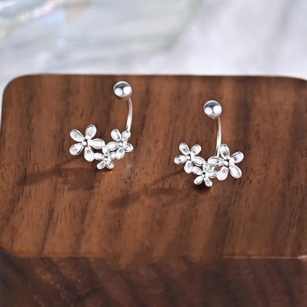 S925 Sterling Silver Three Blossom Earrings
