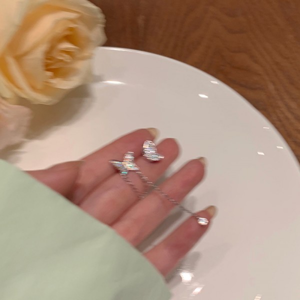 S925 Sterling Silver Asymmetrical Butterfly Earrings