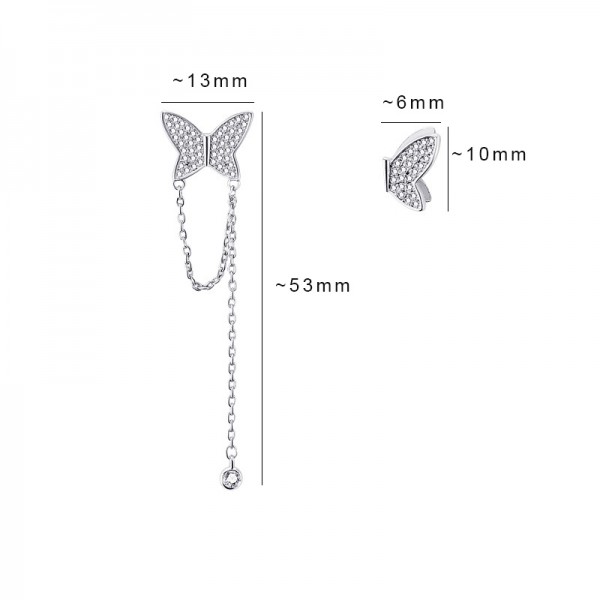 S925 Sterling Silver Asymmetrical Butterfly Earrings