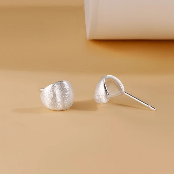 S925 Sterling Silver Frosted Brushed Ball Earrings