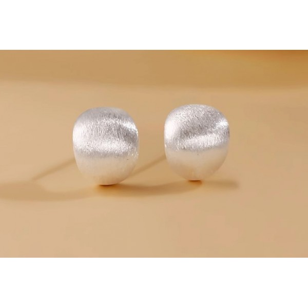 S925 Sterling Silver Frosted Brushed Ball Earrings