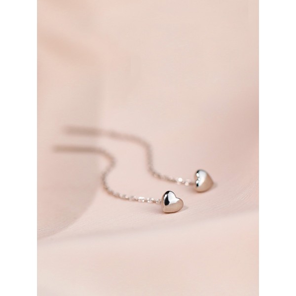 S925 Sterling Silver Polished Heart Ear Threader