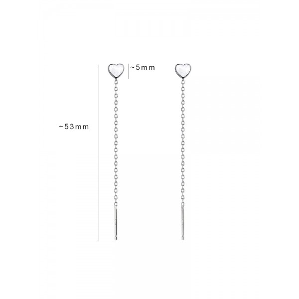 S925 Sterling Silver Polished Heart Ear Threader