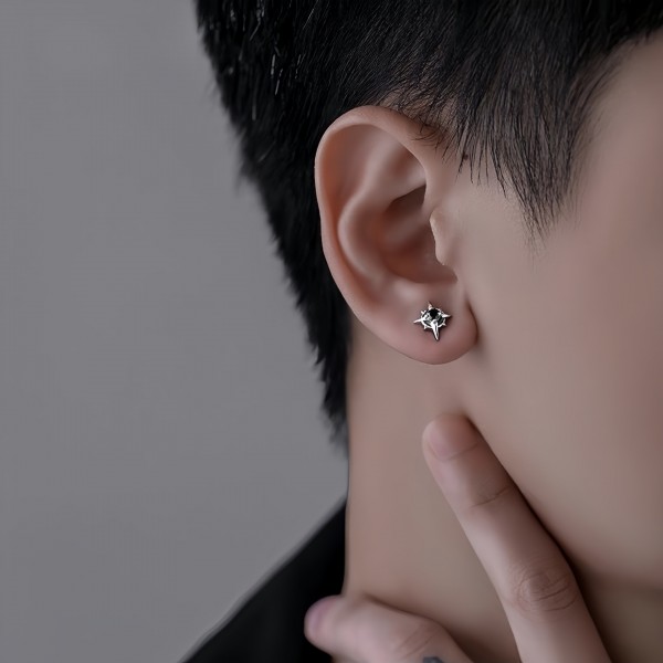 S999 Sterling Silver Polaris Men's Earrings