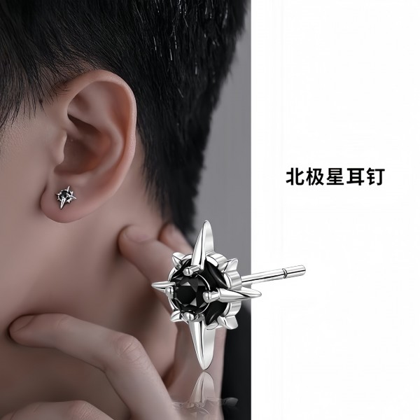 S999 Sterling Silver Polaris Men's Earrings