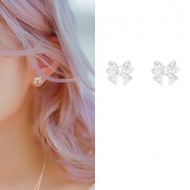 S999 Sterling Silver Hollow-out Bow Earrings
