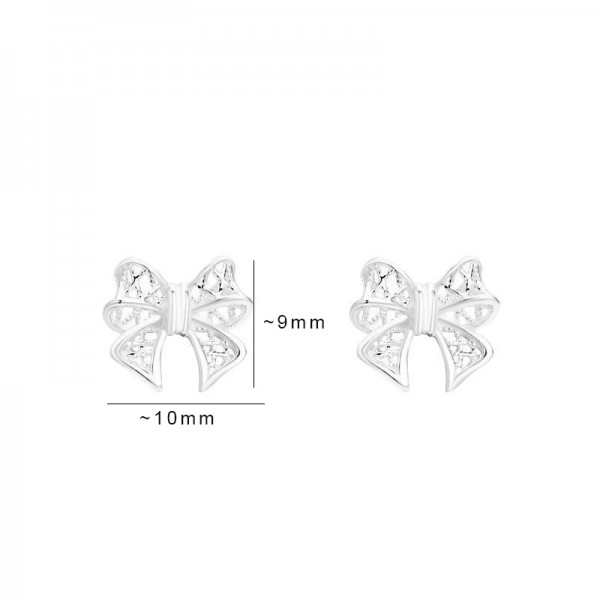 S999 Sterling Silver Hollow-out Bow Earrings