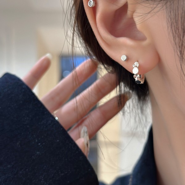 S925 Sterling Silver Faceted Earrings