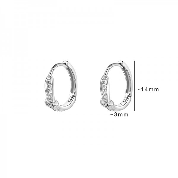 S925 Sterling Silver Light Luxury Fully Diamond Bow Earrings